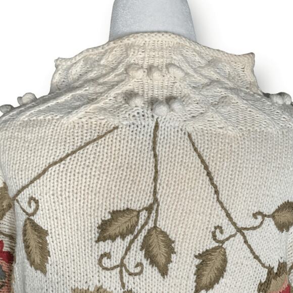Vintage Women’s Country Suburbans Sweater Cream Floral Mock Neck Knit Medium - Picture 5 of 10